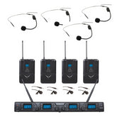 Zzip UHF 4-Kanal-Funk-Headset-Mikrofonsystem für Theater, Schule, Theater